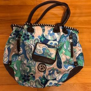 Blue print Franco Sarto tote handbag with coin bag